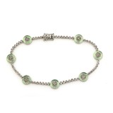 1.00CT Diamond and Green Lucite  18KT White Gold Bracelet